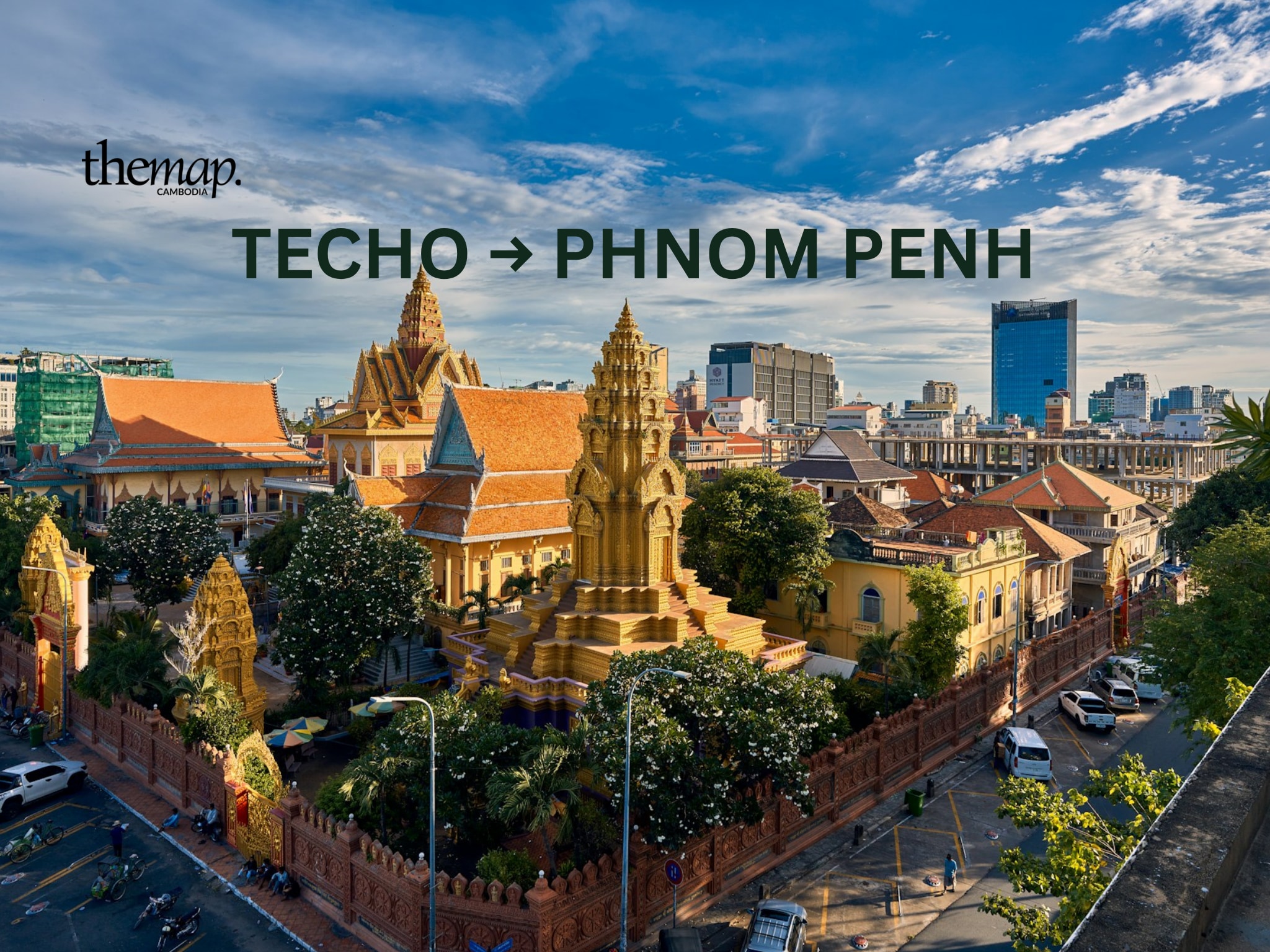 Phnom Penh, destination du transfert depuis l’aéroport Techo. Photo d’archive de 2022, pas une vue depuis l’aéroport.