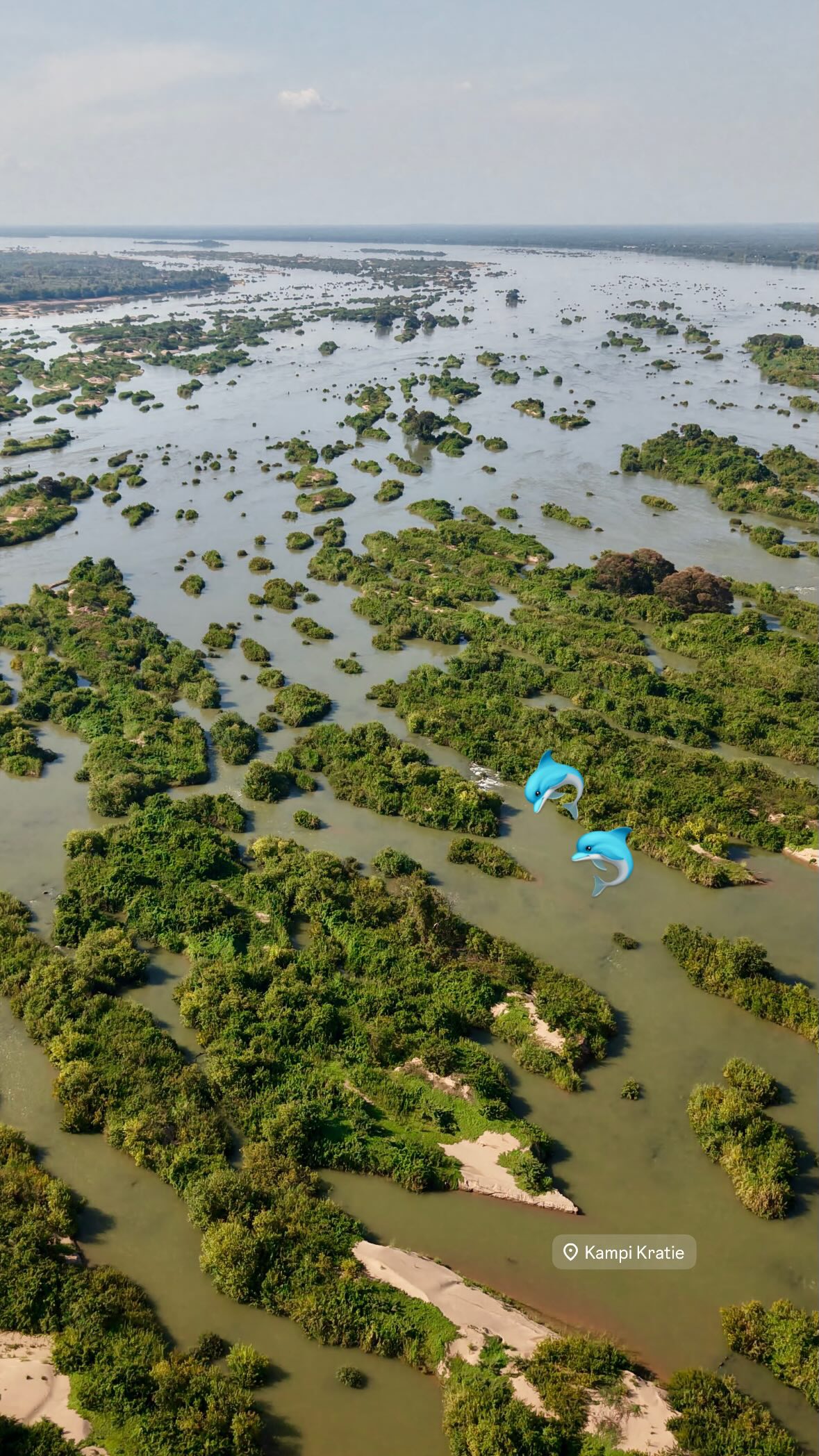 Les bras entrelacés du Mékong à Kampi, au nord de Kratie